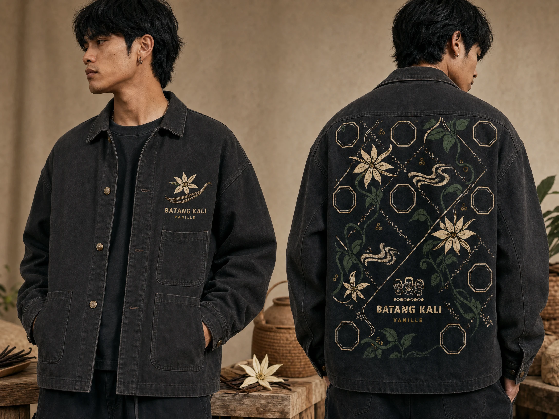 Front and back views of the Batang Kali Work Jacket