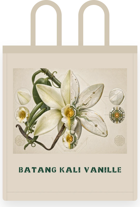 Natural Vanille Canvas Tote with botanical artwork